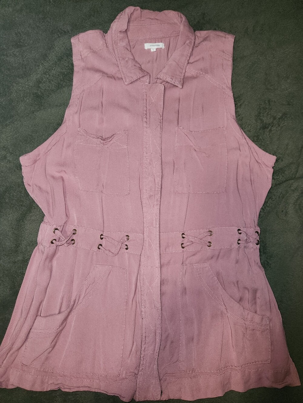 Maurices Mauve Soft Zip Up Vest